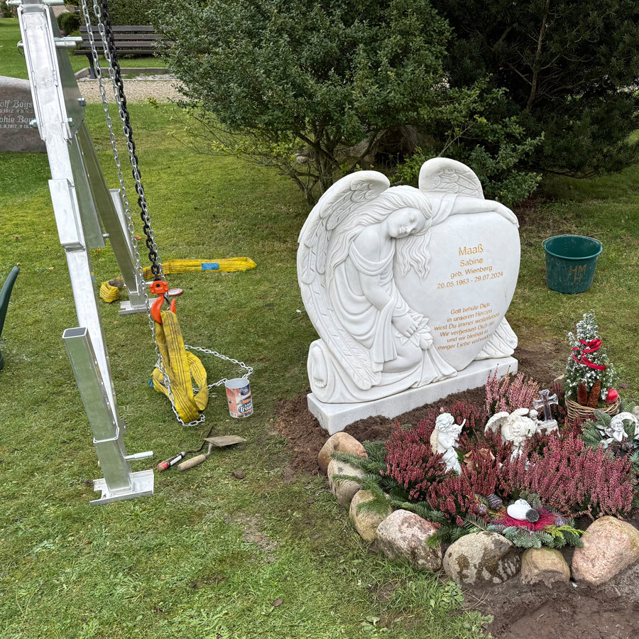 Grabstein, Engelgrabstein, Aufbau vom Steinmetz, günstig online kaufen