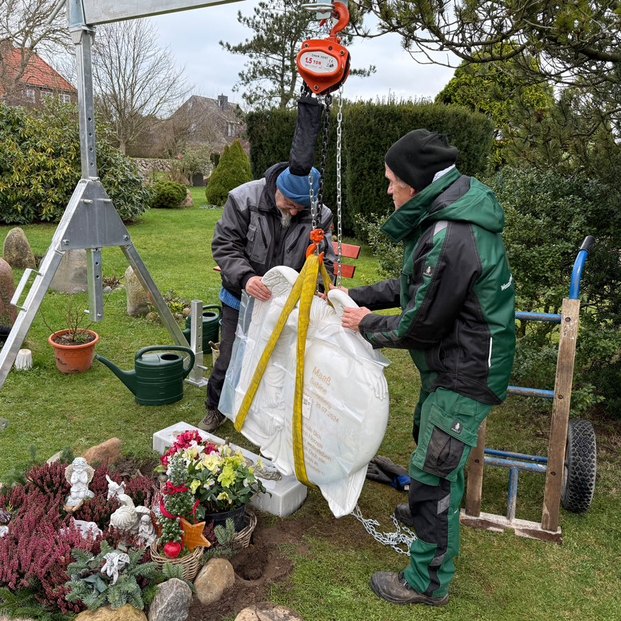 Grabstein, Engelgrabstein, Aufbau vom Steinmetz, günstig online kaufen