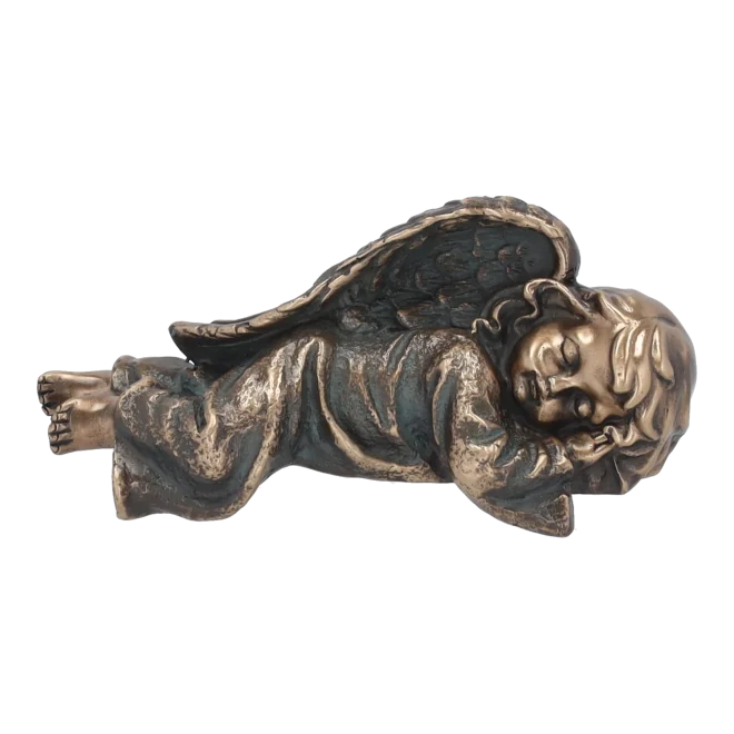 Engel aus Bronze, Patina Grün, 7 cm hoch